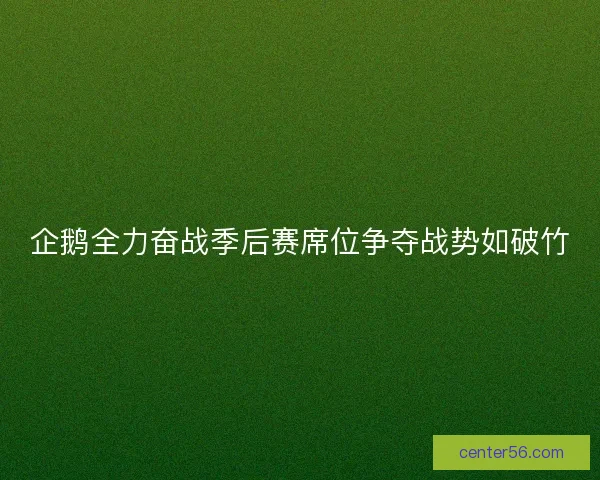 企鹅全力奋战季后赛席位争夺战势如破竹