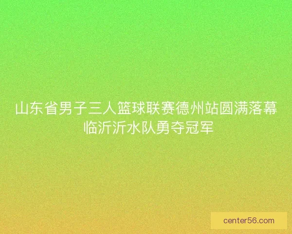 山东省男子三人篮球联赛德州站圆满落幕 临沂沂水队勇夺冠军